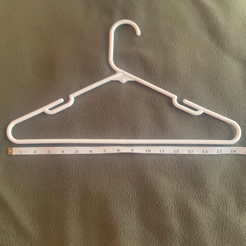 EUC white plastic tube hangers. Set of 21. Size approximately 16 1/2” x 9 1/2” - Picture 3 of 5